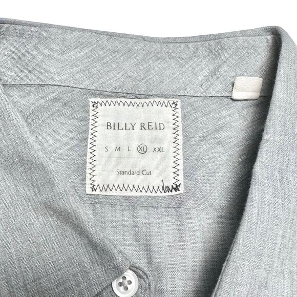 Billy Reid | Men | Brushed Gray Soft Cotton Standard Cut Button Down Shirt | XL - Picture 8 of 12